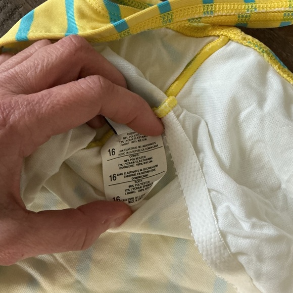 Nautica Yellow and Blue Striped Swimsuit Size 16 - Picture 7 of 8